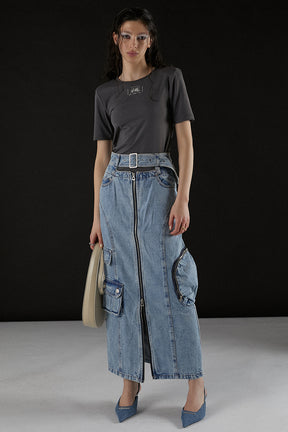 Denim Cargo Skirt