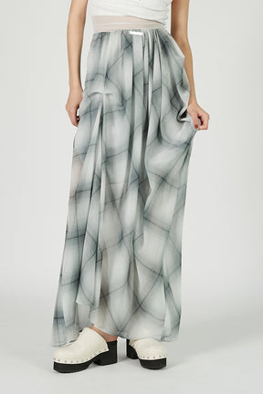 Draped Sheer Check Skirt