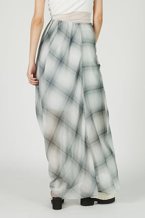 Draped Sheer Check Skirt