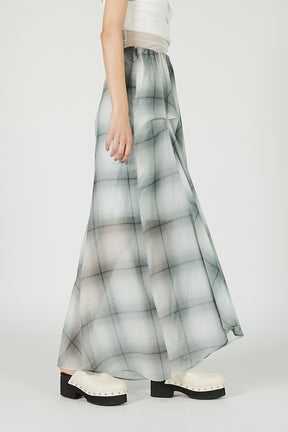 Draped Sheer Check Skirt