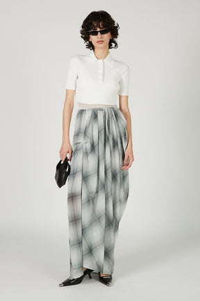 Draped Sheer Check Skirt