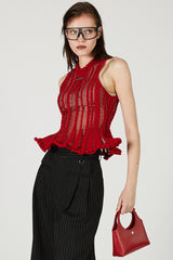 Wave Hem Popcorn Knit Tank
