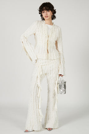 Fringe Jacquard Frill Cardigan