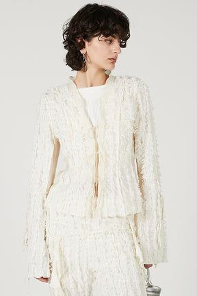 Fringe Jacquard Frill Cardigan