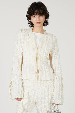 Fringe Jacquard Frill Cardigan