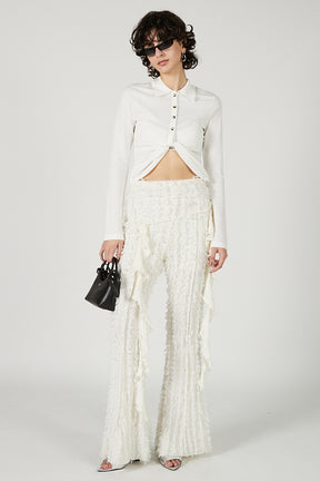Fringe Jacquard Flare Pants