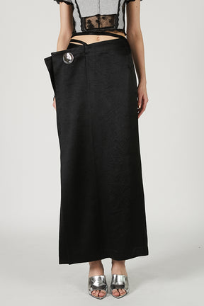 Metal Motif Low Waist Skirt