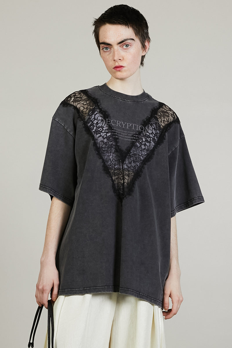 V-Cut Lace Logo Top - SALE