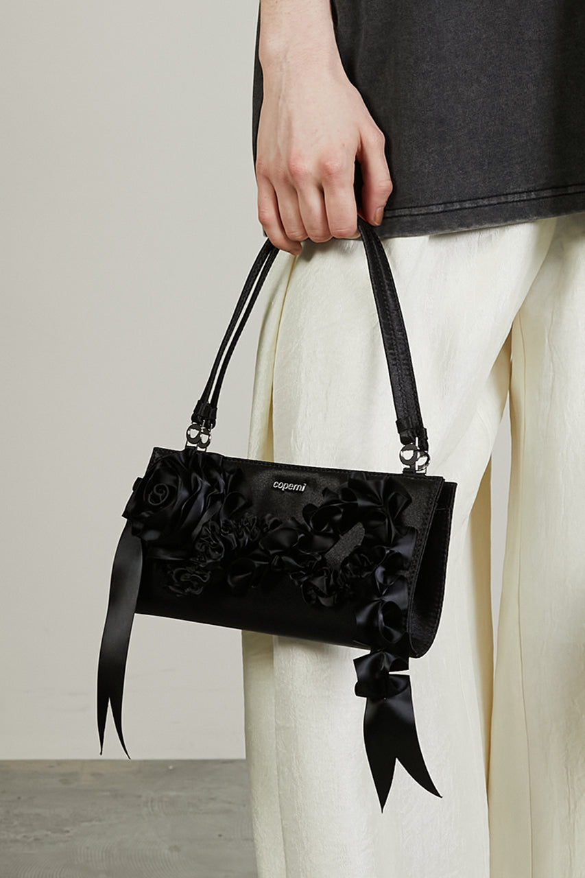 Pleated Ribbon Satin Pochette Bag - PRE ORDER