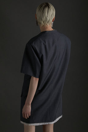 【24SUMMER PRE ORDER】Suiting Cut Off Half Sleeve Tunic
