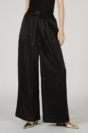 Flower Beaded Satin Easy Pants - 2025 SUMMER