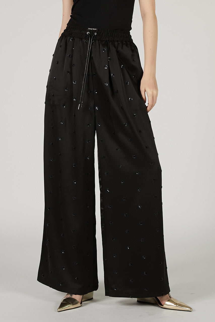 Flower Beaded Satin Easy Pants - 2025 SUMMER