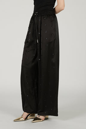 Flower Beaded Satin Easy Pants - 2025 SUMMER