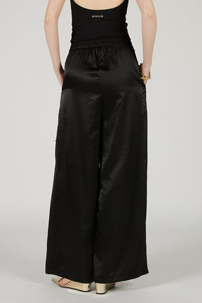 Flower Beaded Satin Easy Pants - 2025 SUMMER
