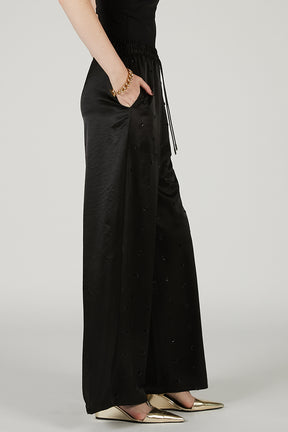 Flower Beaded Satin Easy Pants - 2025 SUMMER