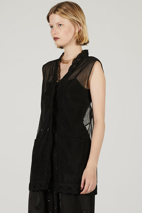 Trimmed Lace Tulle Gilet - 2025 SUMMER