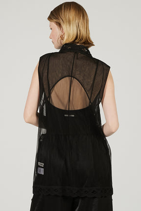 Trimmed Lace Tulle Gilet - 2025 SUMMER