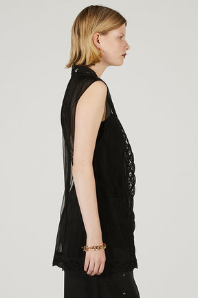 Trimmed Lace Tulle Gilet - 2025 SUMMER