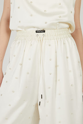 Flower Beaded Satin Easy Pants - 2025 SUMMER