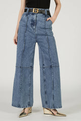 Super High Waist Back Hem Zipper Denim