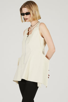 Stretch Double Satin Square Hem Top - 2025 SUMMER