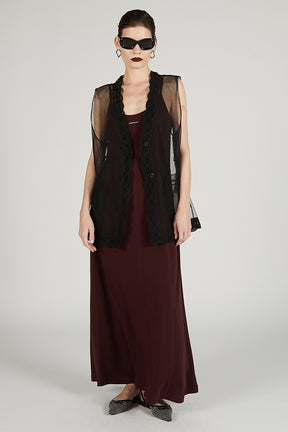 Trimmed Lace Tulle Gilet - 2025 SUMMER
