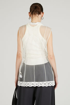 Trimmed Lace Tulle Gilet - 2025 SUMMER