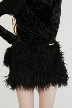 Fur Sleeve Velour Top - 2025 AUTUMN