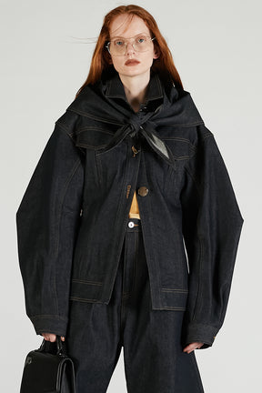 Scarf-Shaped Denim Jacket