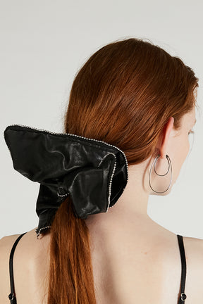 Faux Leather Studded Scrunchie-Medium