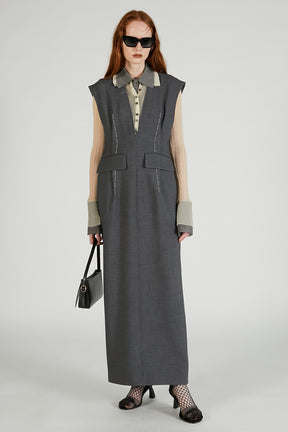 Hand-stitched Deep V-neck Dress