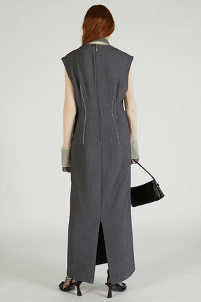 Hand-stitched Deep V-neck Dress