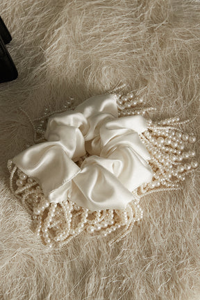 Silk Beaded Fringe Scrunchie