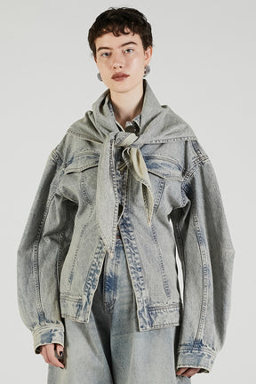 Scarf-Shaped Denim Jacket