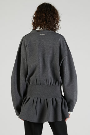 Cocoon Sleeve Peplum Knit Cardigan - 2025 AUTUMN