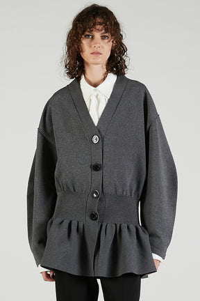 Cocoon Sleeve Peplum Knit Cardigan - 2025 AUTUMN