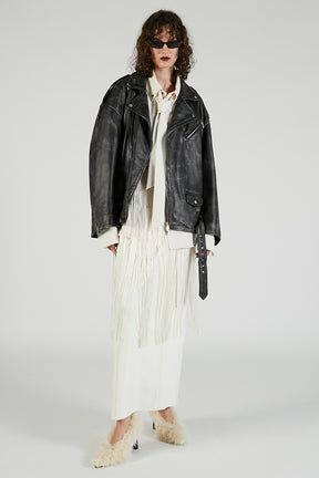Rub Off COW Crushed Leather Riders Jacket