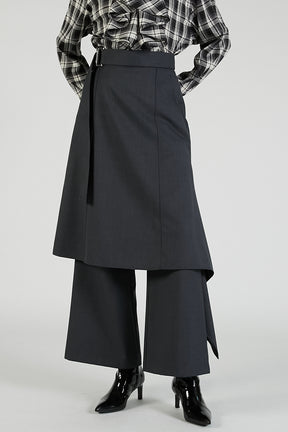 Drop Hem Layered Skirt Pants