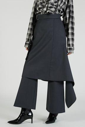Drop Hem Layered Skirt Pants