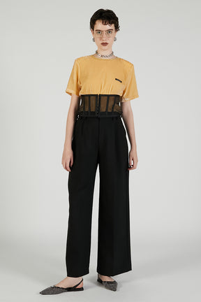 Shoulder Gathered Velour T-Shirt - 2025 AUTUMN