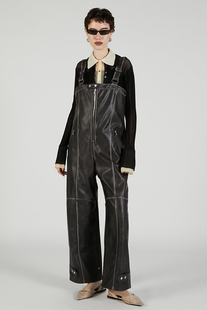Layered Sheer Ribbed Slim Knit Shirt