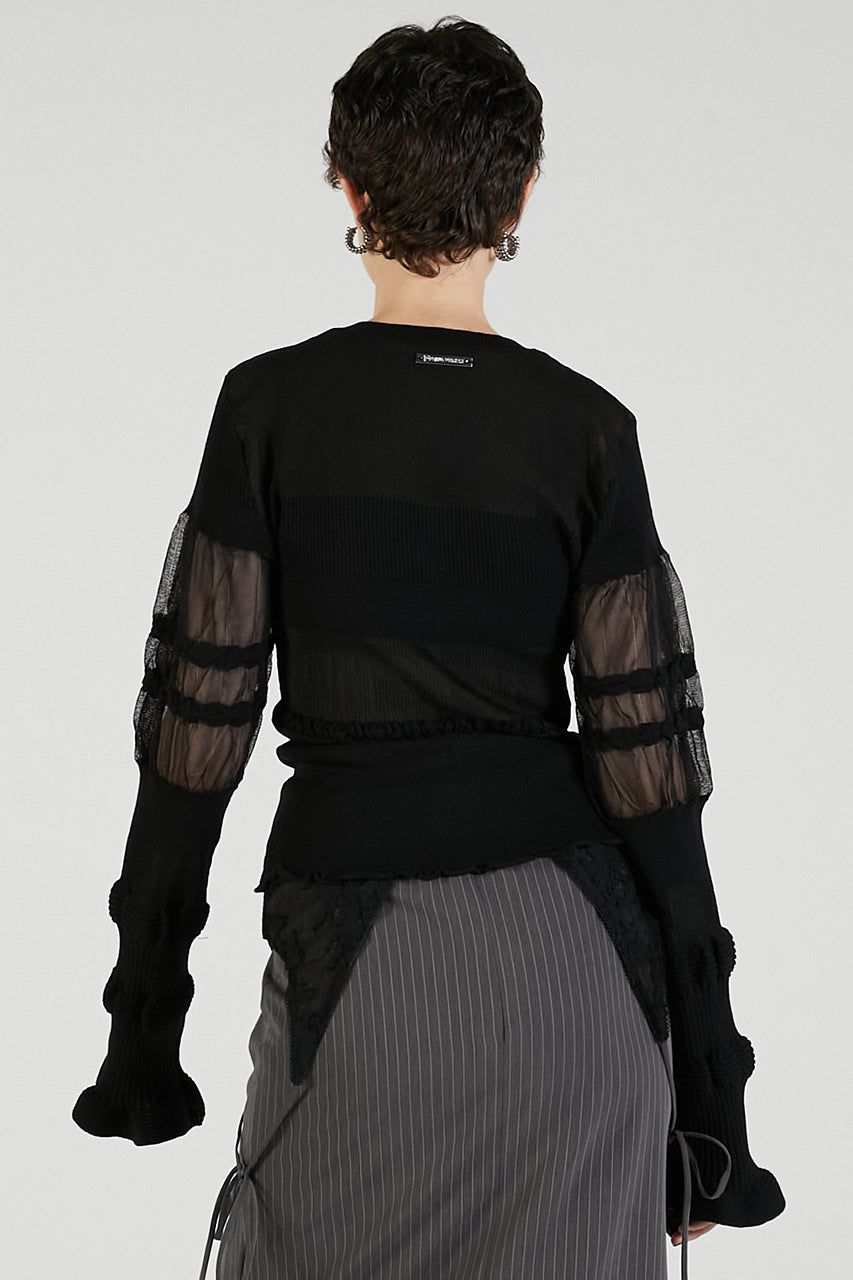 カーディガン 「2025Autumn Pre-Order」コントラストボーダーニットトップ / Contrast Border Knit Top レデ Contrast Border Knit Top - 2025 AUTUMN