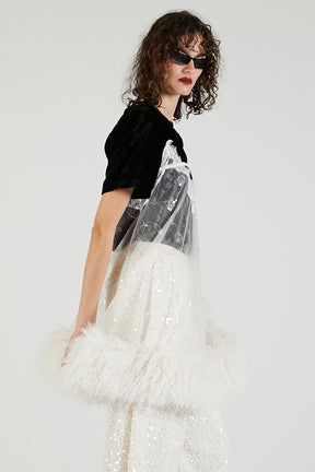 Sequin Fur Trim Baby Doll