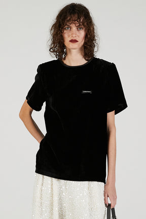 Shoulder Gathered Velour T-Shirt - 2025 AUTUMN