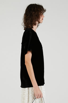 Shoulder Gathered Velour T-Shirt - 2025 AUTUMN