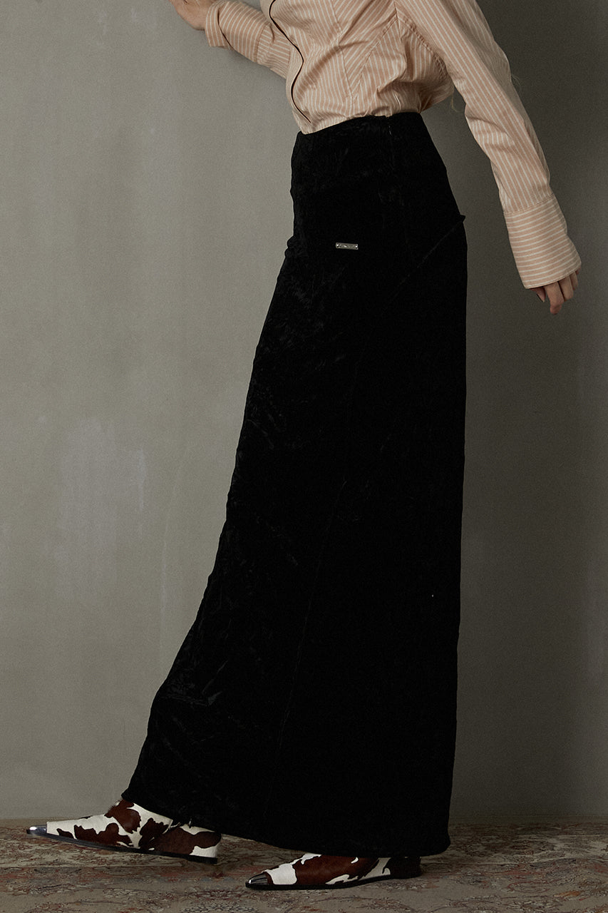 Open Fastener Velvet Skirt