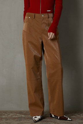 [24Autumn PRE ORDER] Multi Fabric Faux Leather Pants