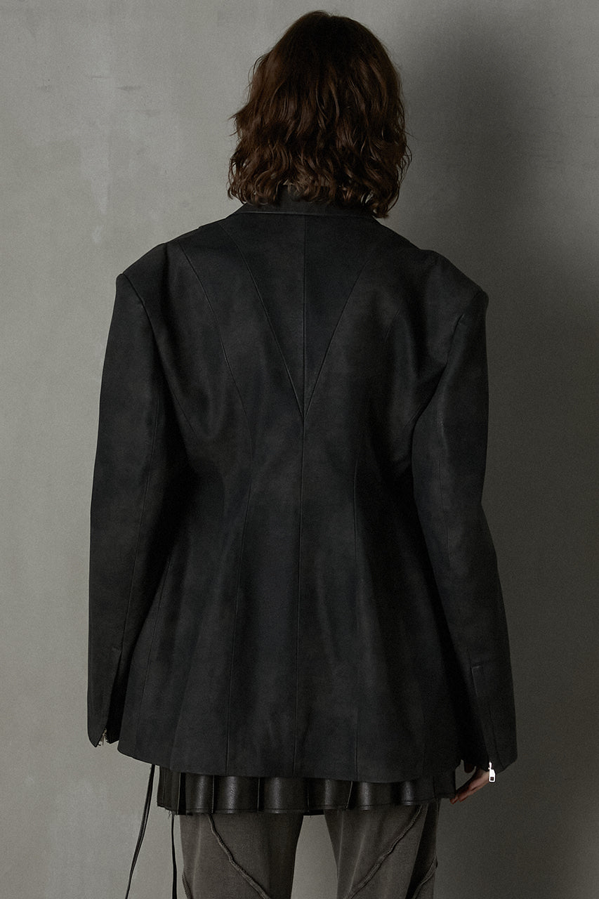 【24AUTUMN PRE ORDER】Pierced Eco Leather Jacket