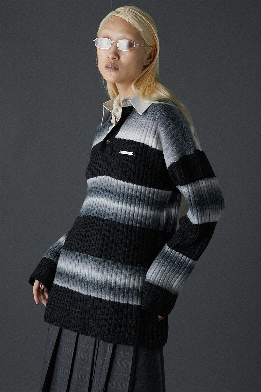 [24AUTUMN PRE ORDER] BLUR BORDER RUGGER KNIT