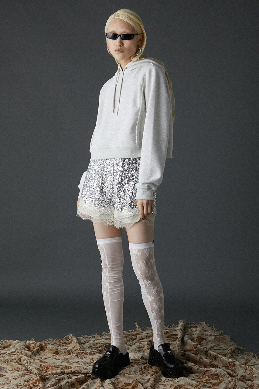 Flower Motif Lace Knee High Socks